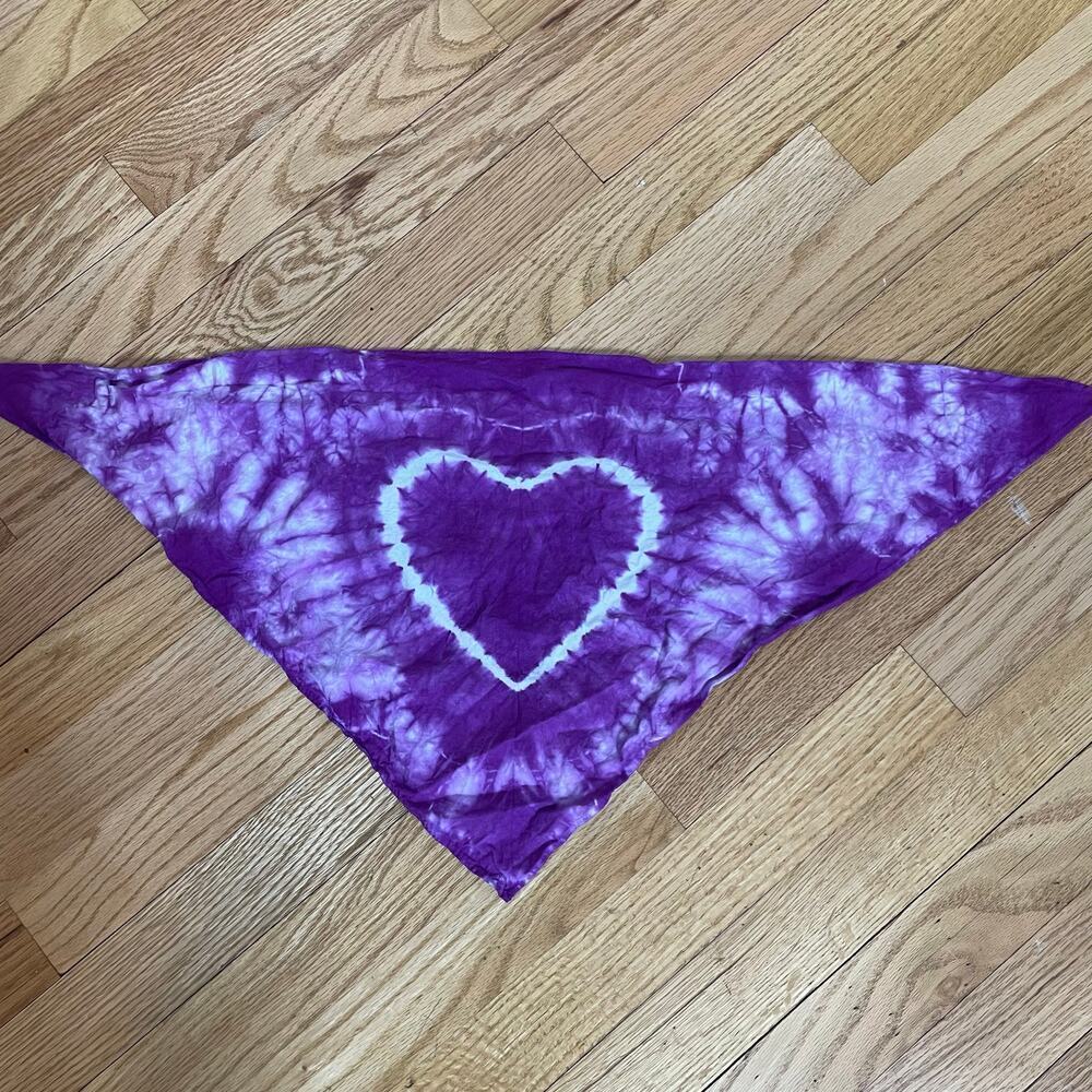 Handmade bandana hand crafted tie dye triangle purple heart